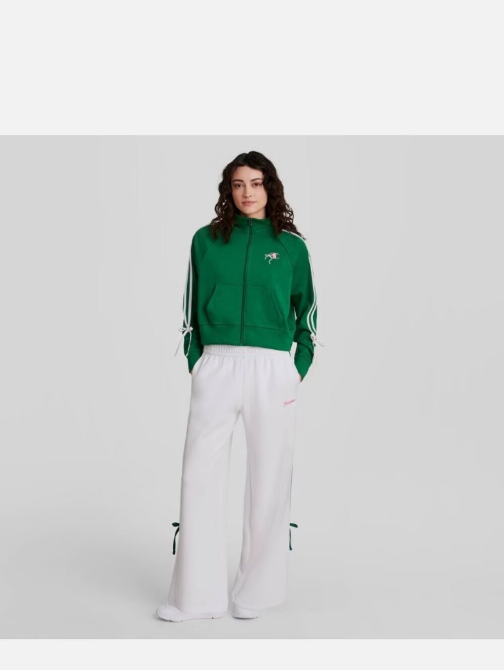 Champion Green Cropped Crewneck Sweatshirt